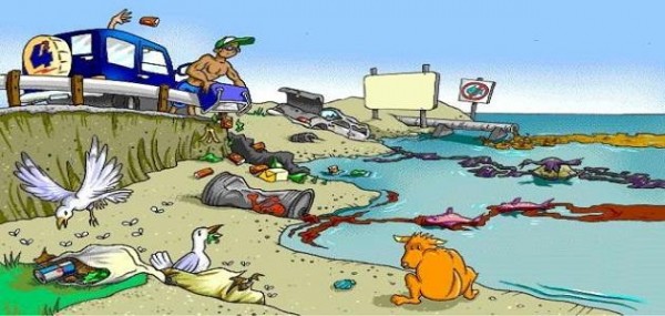 من مصادر تلوث المياه إلقاء النفايات في البحر